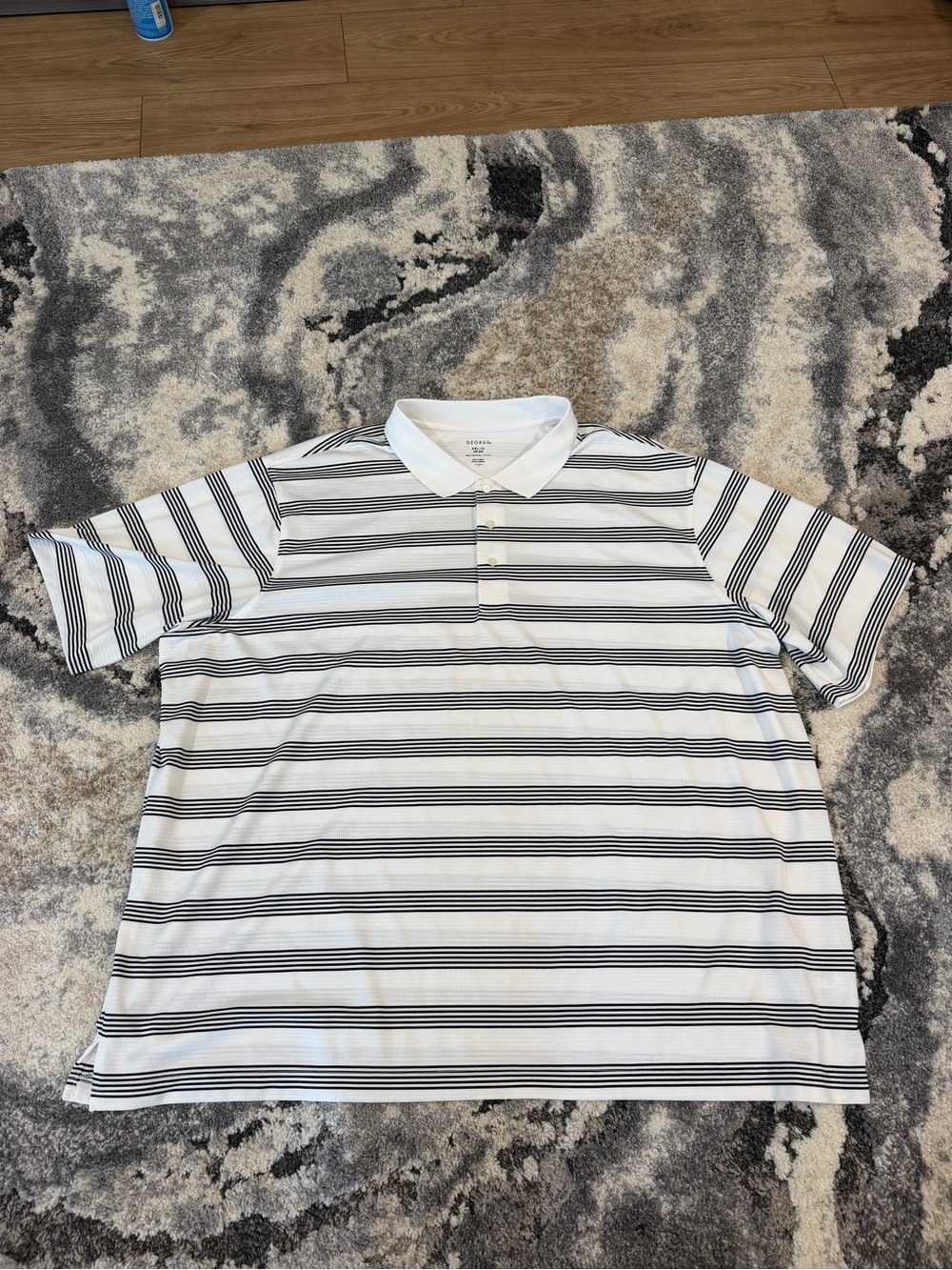 George White Polo Shirt with Black Stripes